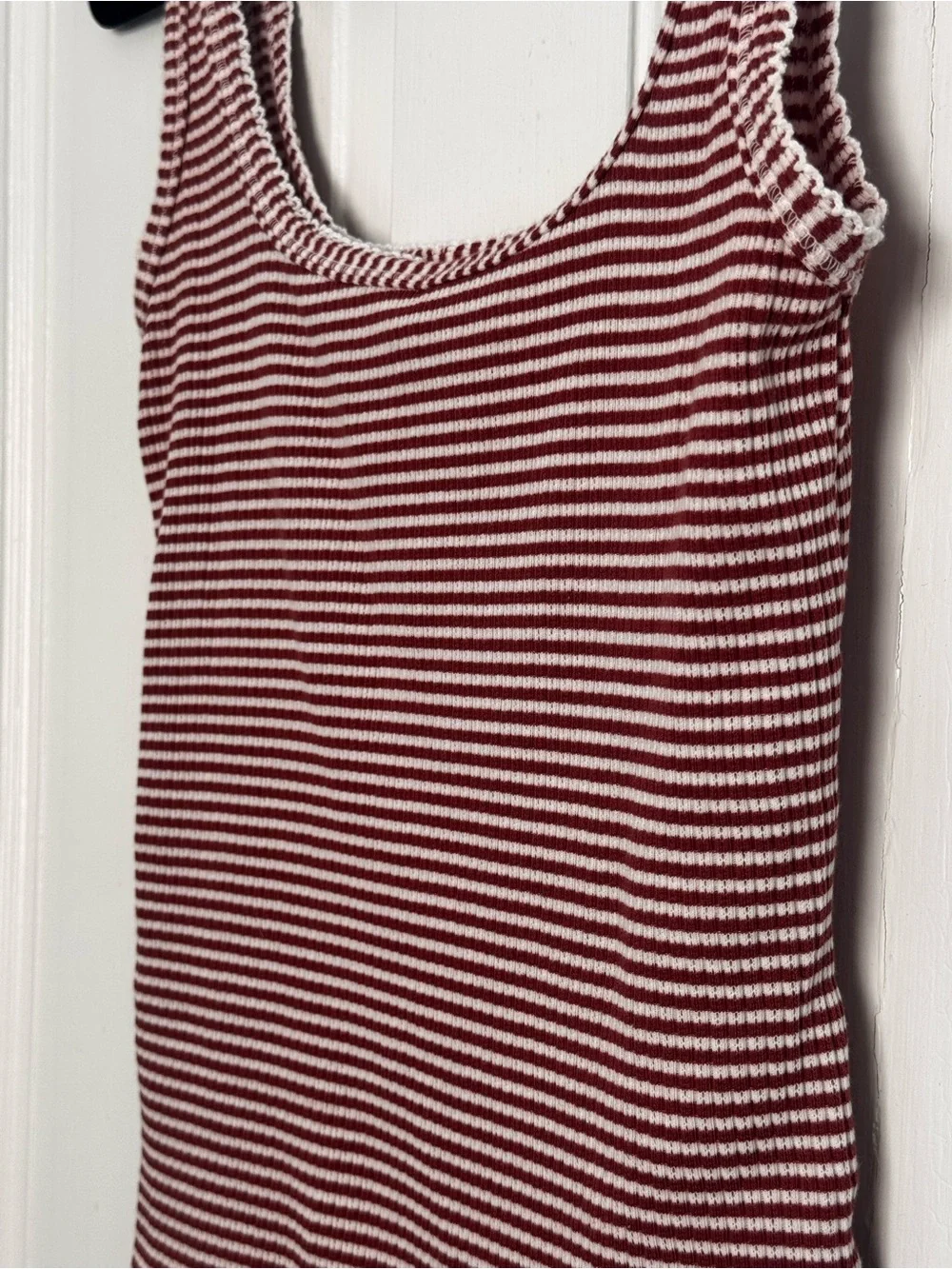 Universal Thread Coral & White Striped Scoop Neck Tank